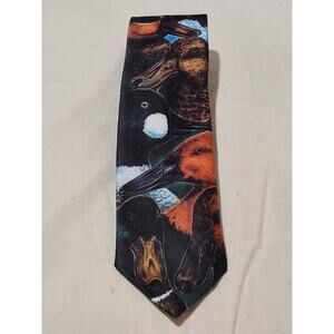 Vintage Ralph Marlin 1987 Wild Ducks Men Tie 57" x 3" USA Made Novelty Polyester